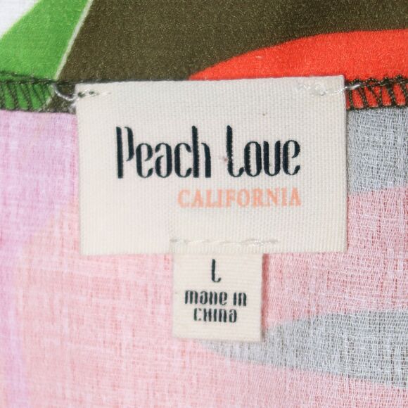 Peach Love California Womens Top Size Large Cropped Multicolor Tropical - Picture 3 of 6